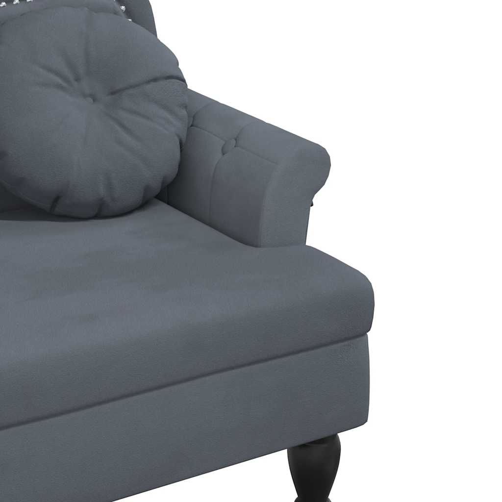 Bank met kussens donkergrijs 120,5x65x75 cm fluweel