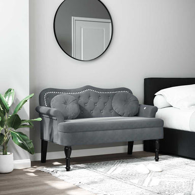 Bank met kussens donkergrijs 120,5x65x75 cm fluweel