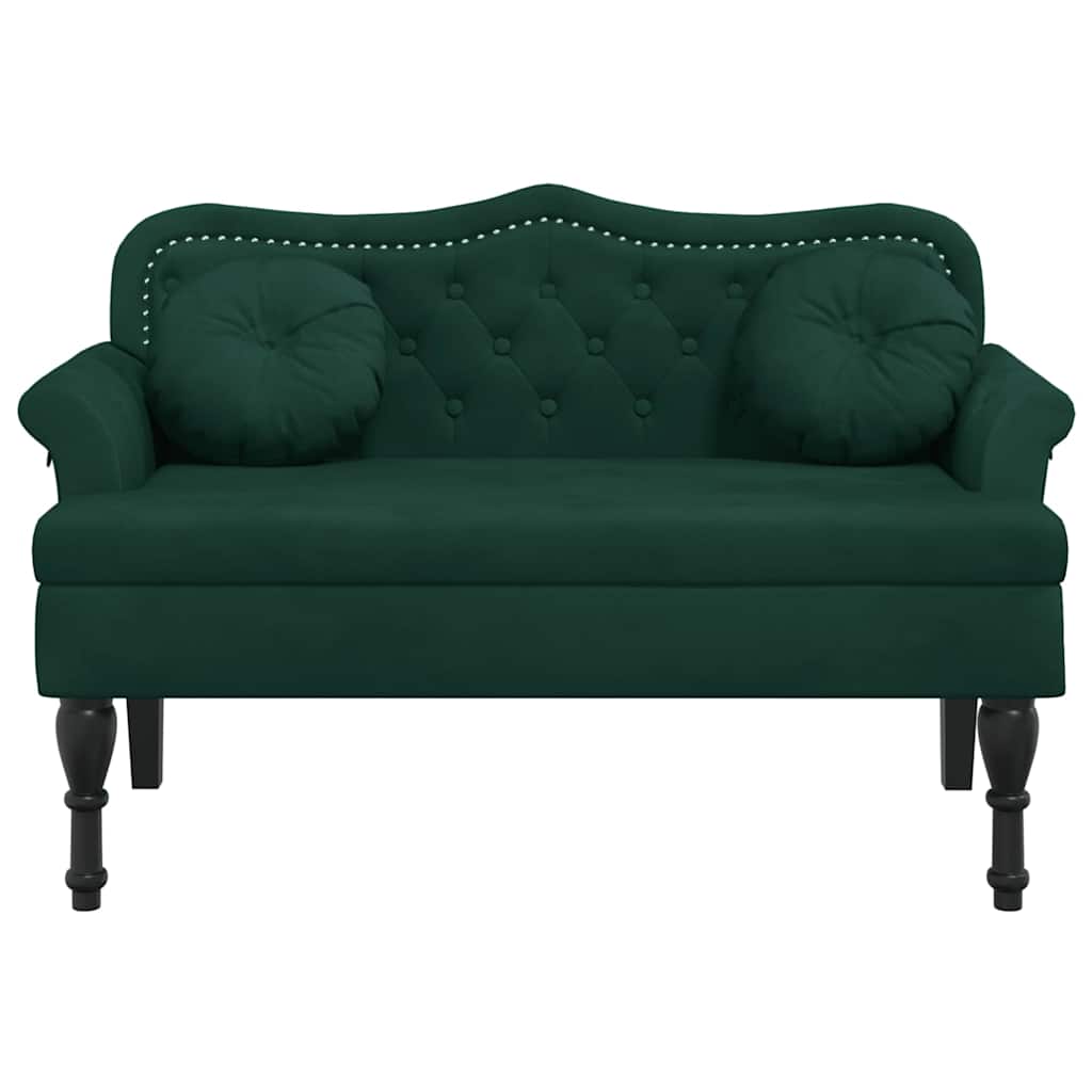 Bank met kussens donkergroen 120,5x65x75 cm fluweel