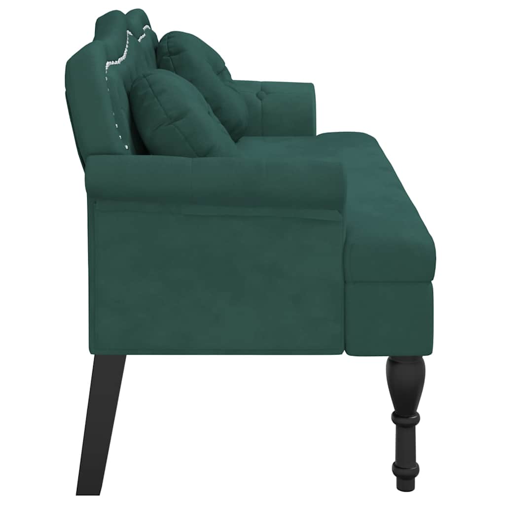 Bank met kussens donkergroen 120,5x65x75 cm fluweel