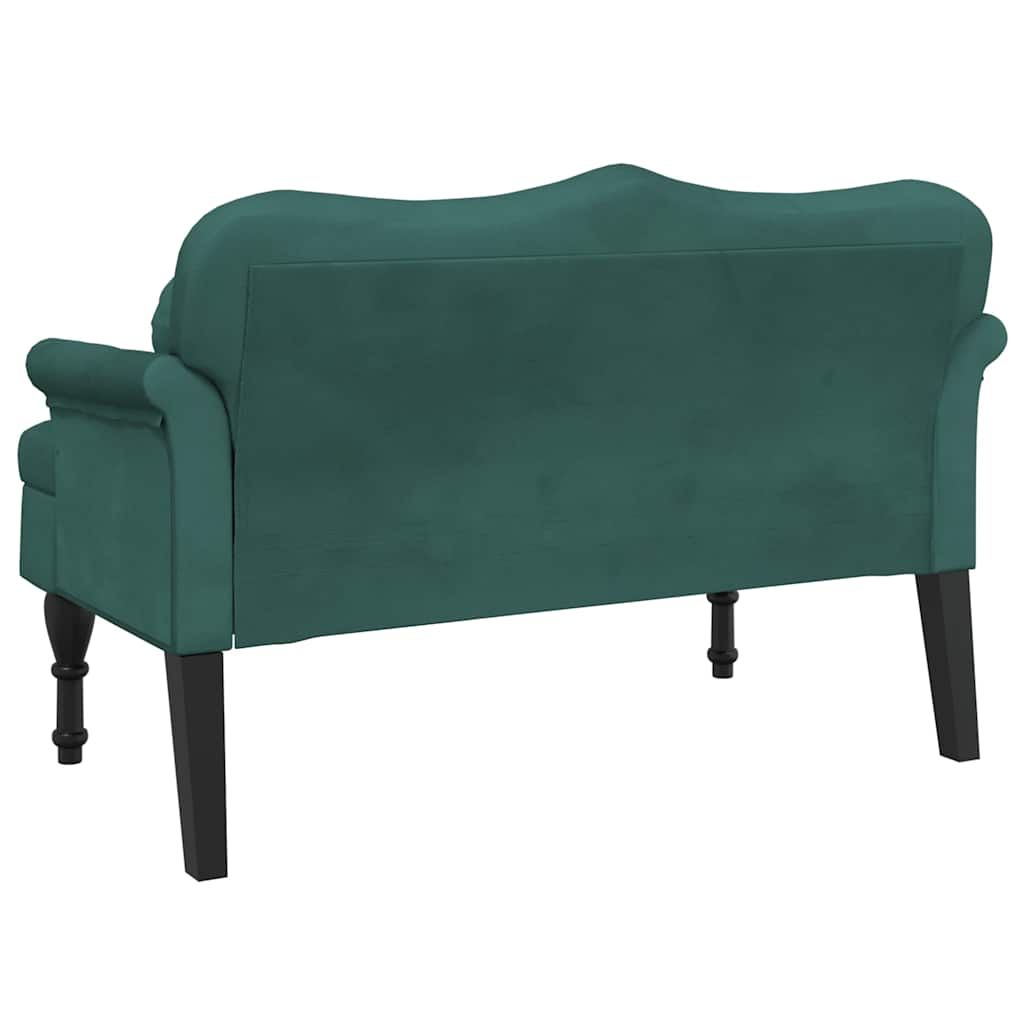 Bank met kussens donkergroen 120,5x65x75 cm fluweel