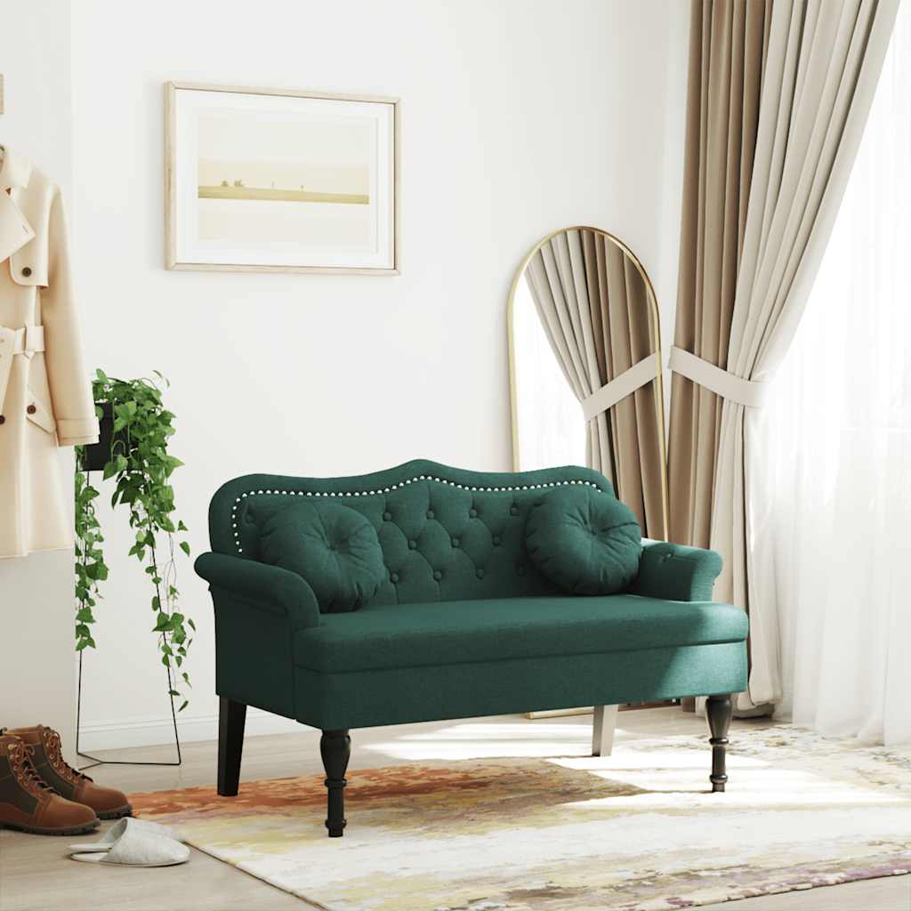 Bank met kussens donkergroen 120,5x65x75 cm fluweel