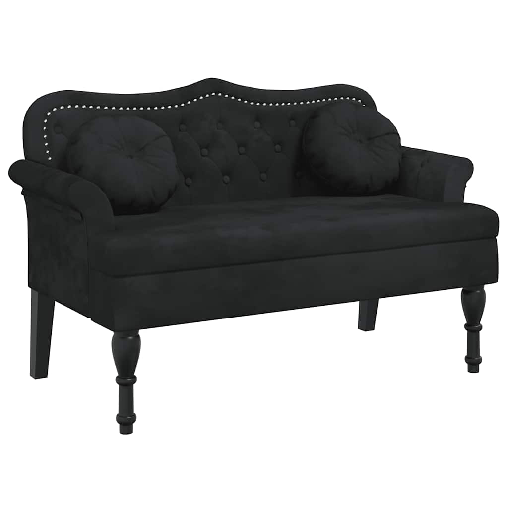 Bank met kussens zwart 120,5x65x75 cm fluweel