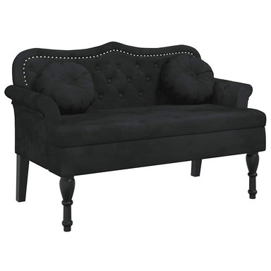 Bank met kussens zwart 120,5x65x75 cm fluweel