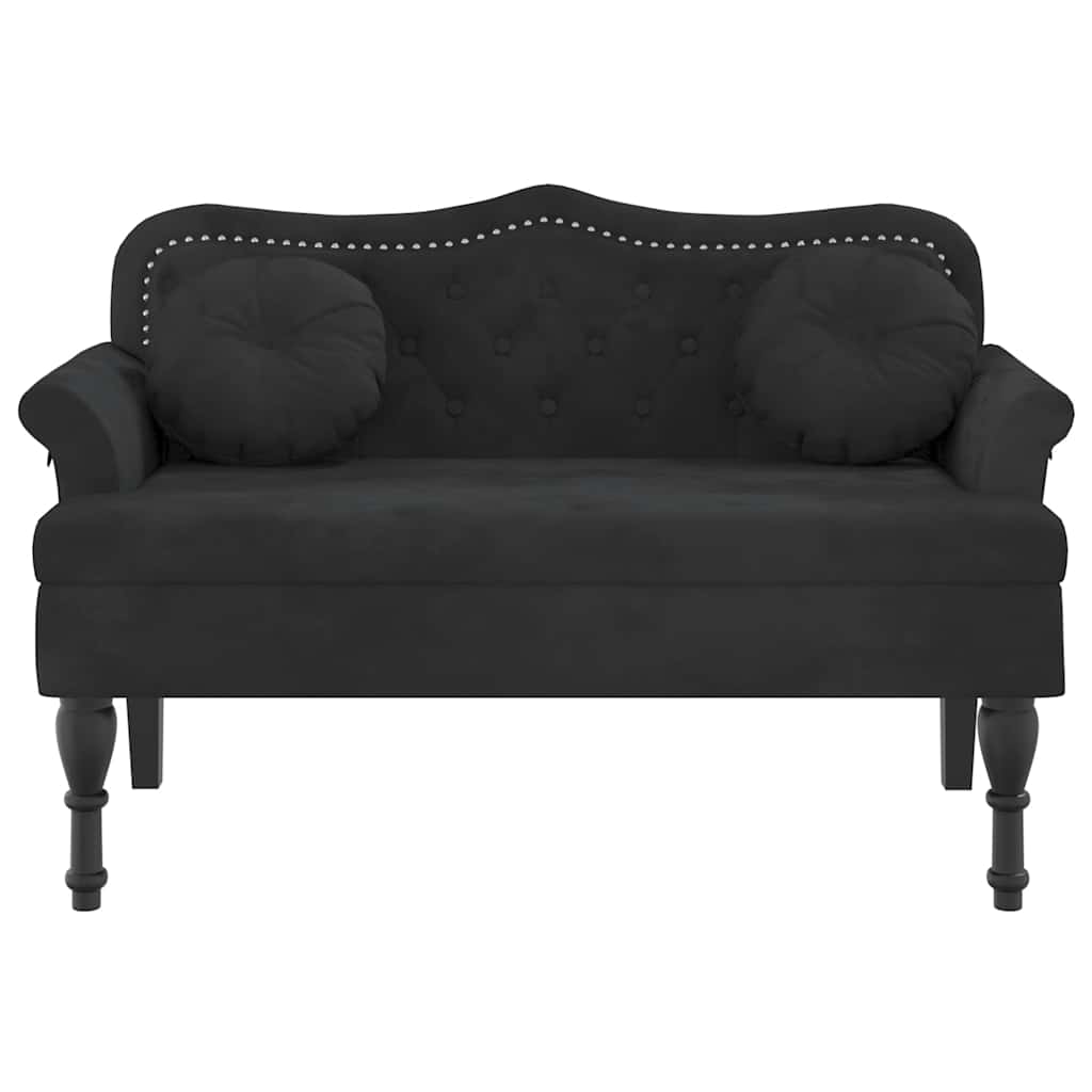 Bank met kussens zwart 120,5x65x75 cm fluweel