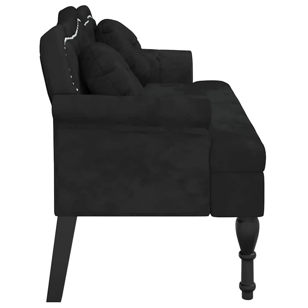 Bank met kussens zwart 120,5x65x75 cm fluweel