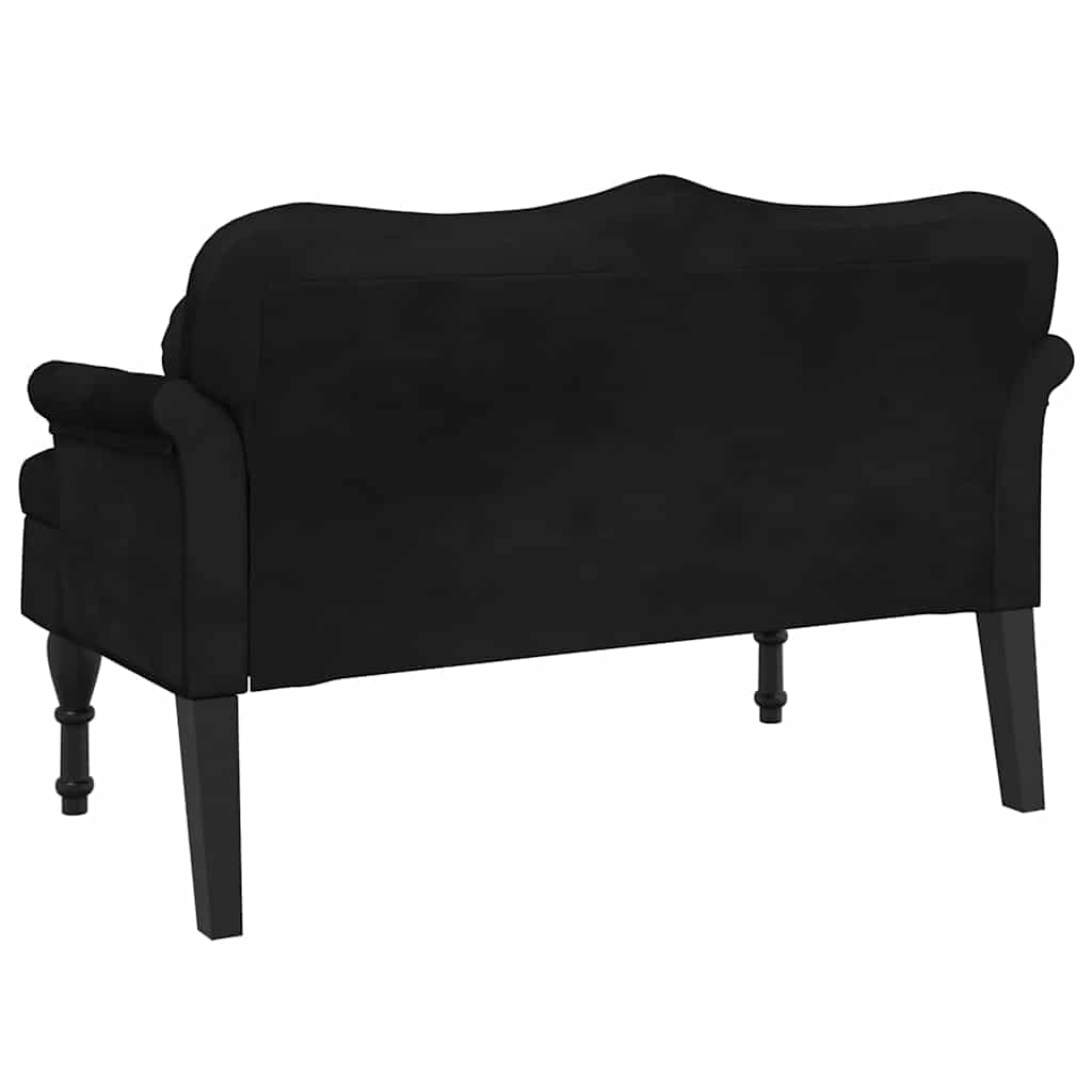 Bank met kussens zwart 120,5x65x75 cm fluweel