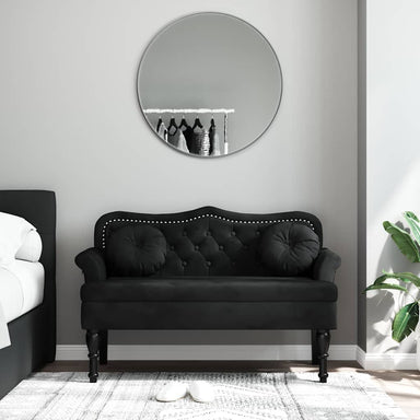 Bank met kussens zwart 120,5x65x75 cm fluweel