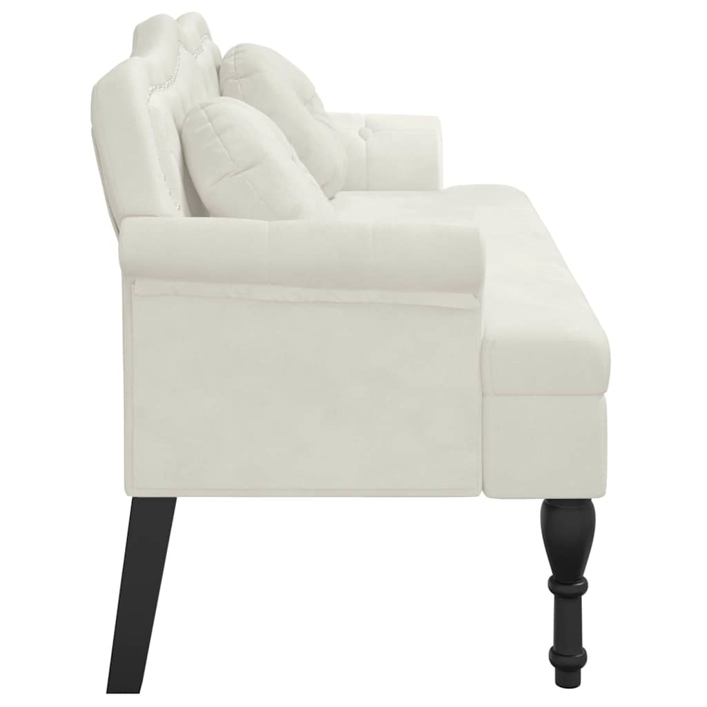 Bankje met kussens 120,5x65x75 cm fluweel crèmekleurig