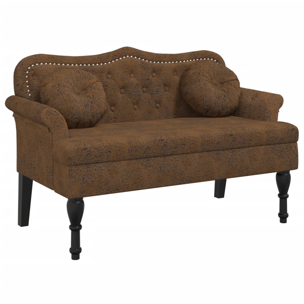 Bank met kussens bruin 120,5x65x75 cm kunstsuède