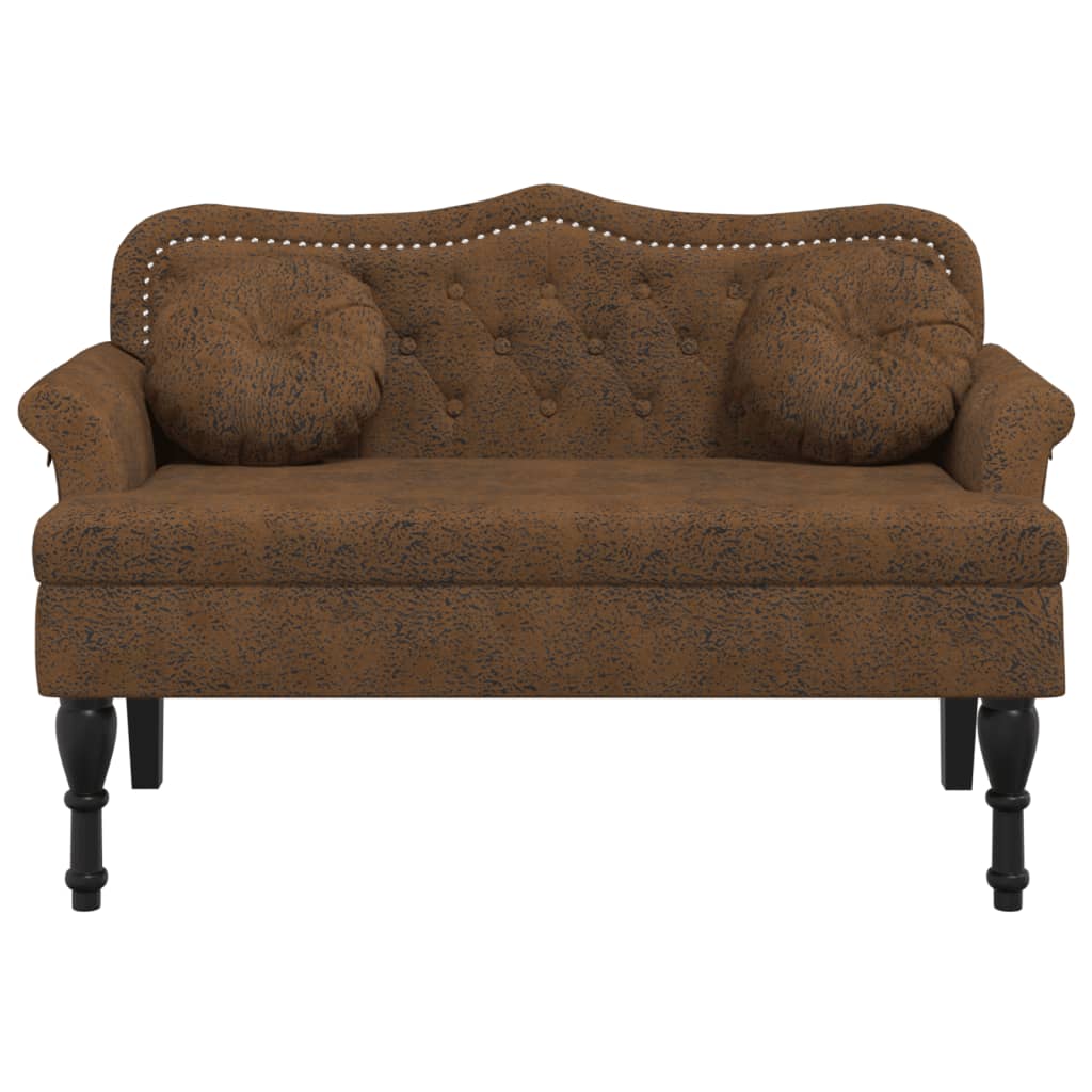 Bank met kussens bruin 120,5x65x75 cm kunstsuède