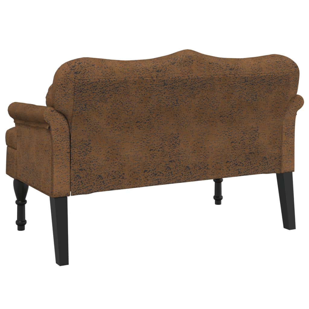 Bank met kussens bruin 120,5x65x75 cm kunstsuède