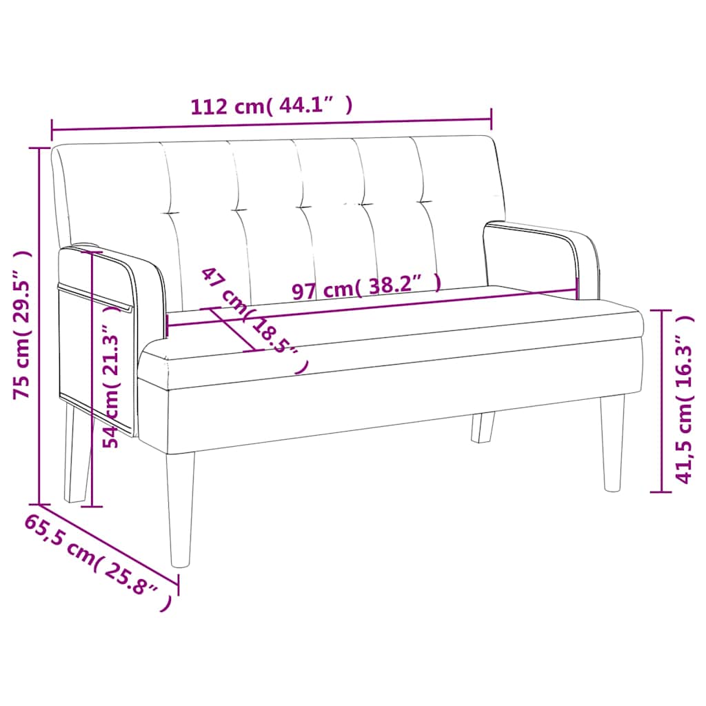Bank met rugleuning zwart 112x65,5x75 cm kunstleer