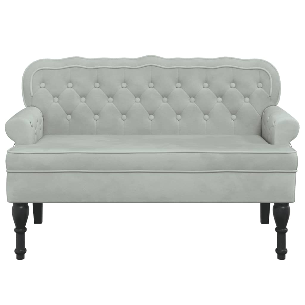 Bank met rugleuning lichtgrijs 119,5x64,5x75 cm fluweel