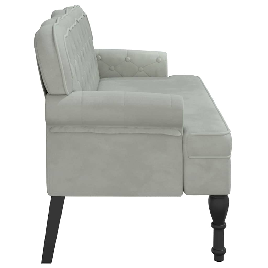Bank met rugleuning lichtgrijs 119,5x64,5x75 cm fluweel