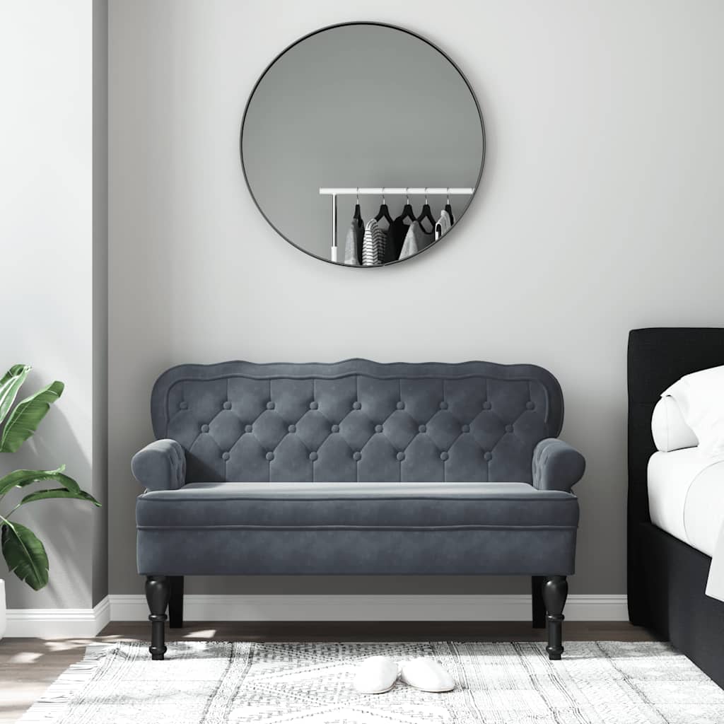 Bankje met rugleuning 119,5x64,5x75 cm fluweel donkergrijs