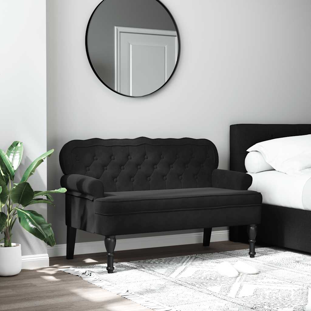 Bank met rugleuning zwart 119,5x64,5x75 cm fluweel