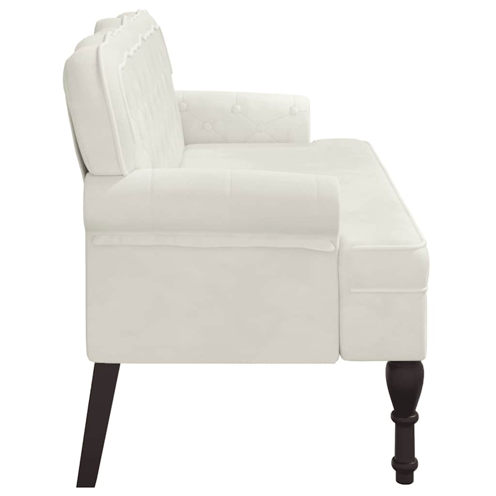 Bankje met rugleuning 119,5x64,5x75 cm fluweel crèmekleurig