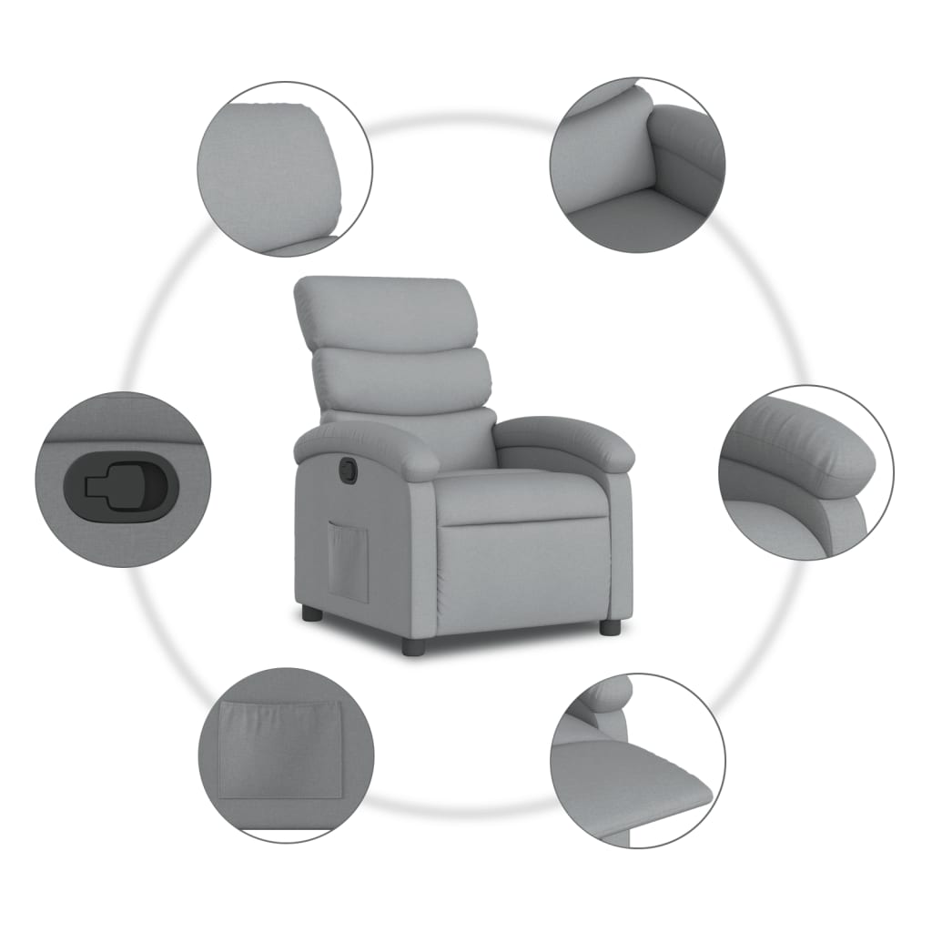 Fauteuil verstelbaar stof lichtgrijs