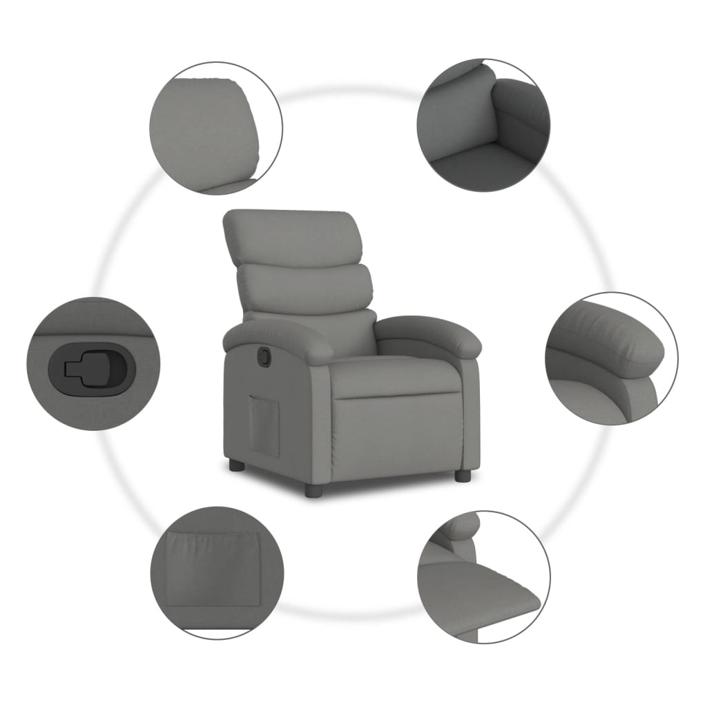 Fauteuil verstelbaar stof donkergrijs