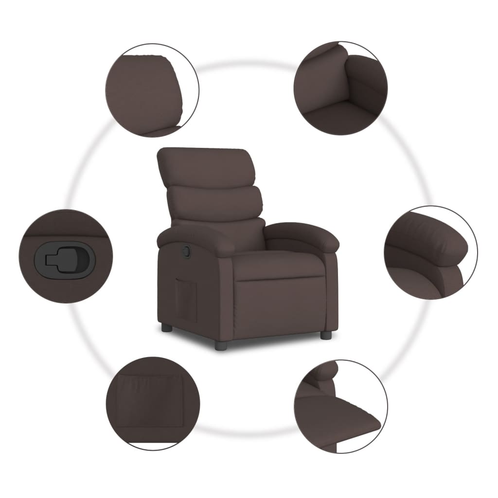 Fauteuil verstelbaar stof donkerbruin