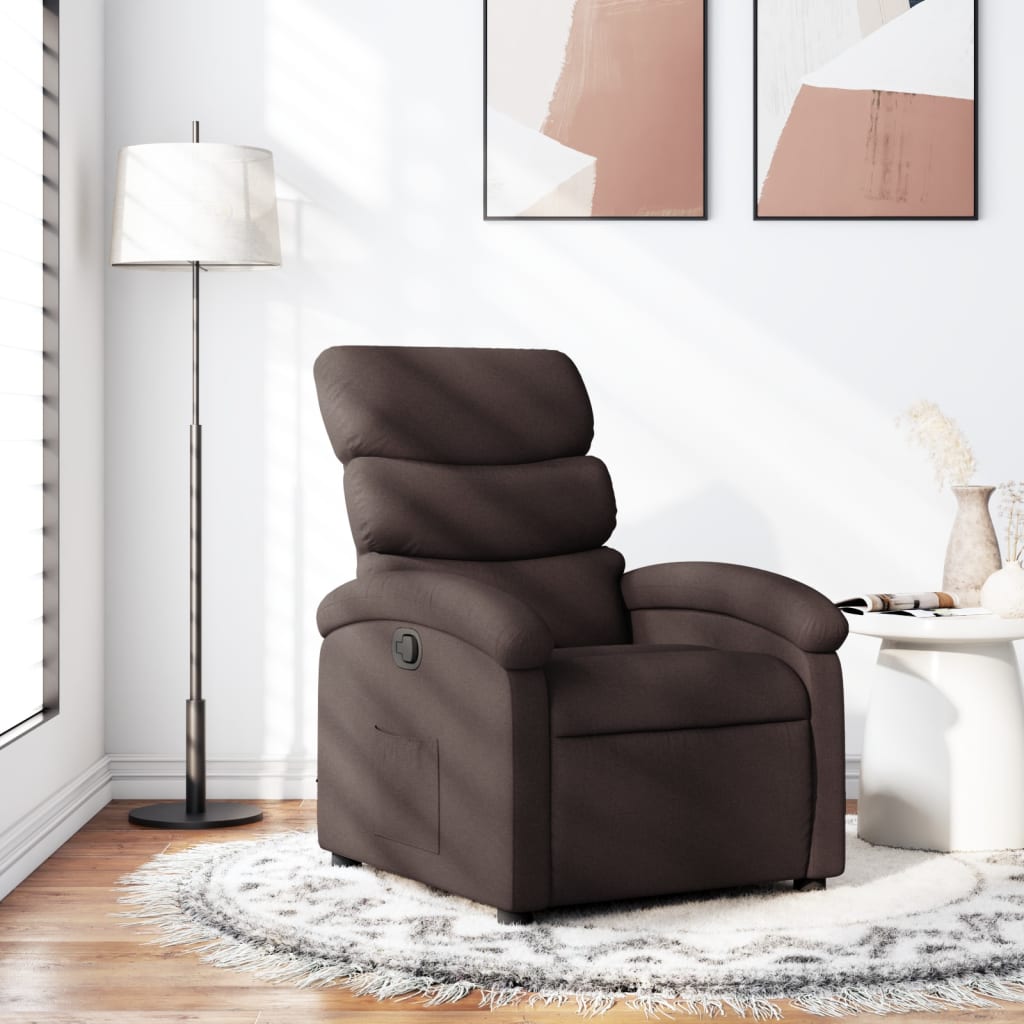 Fauteuil verstelbaar stof donkerbruin