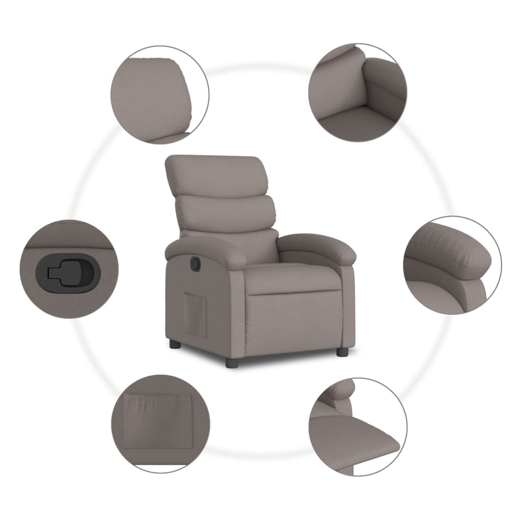 Fauteuil verstelbaar stof taupe