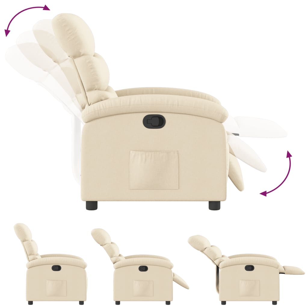 Fauteuil verstelbaar stof crèmekleurig