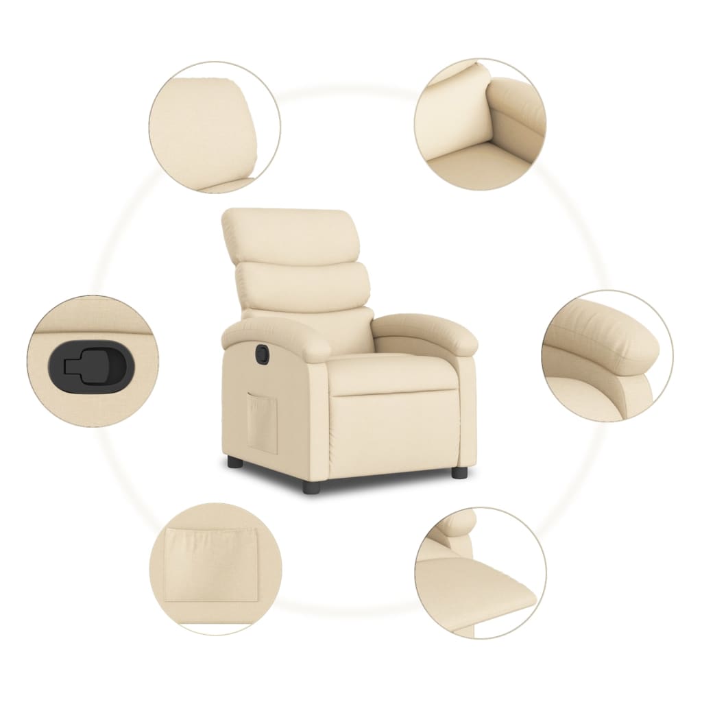Fauteuil verstelbaar stof crèmekleurig