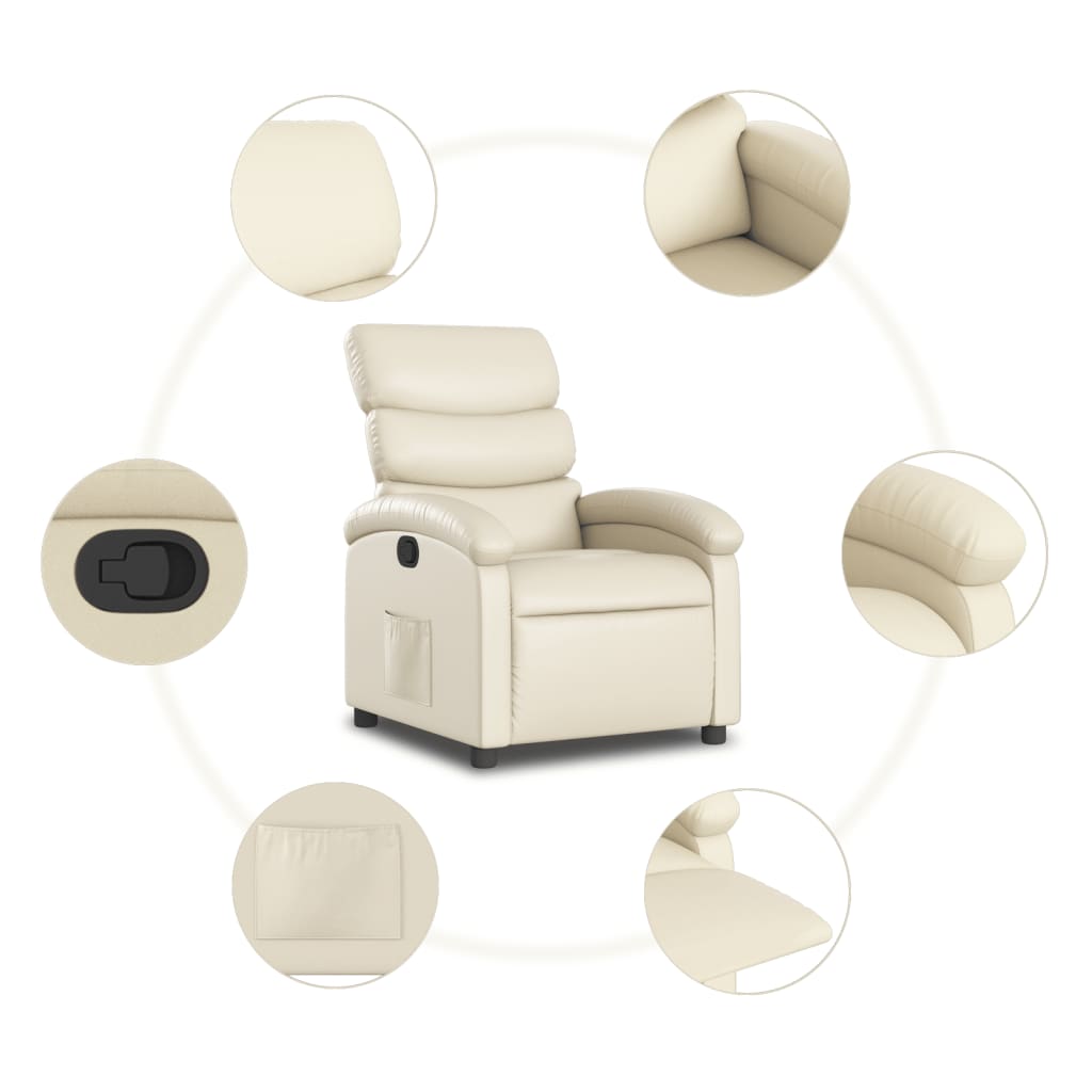 Fauteuil verstelbaar kunstleer crèmekleurig