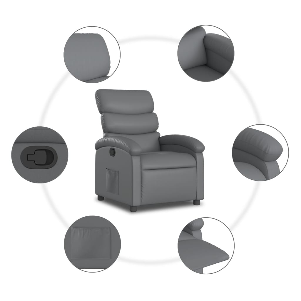 Fauteuil verstelbaar kunstleer grijs