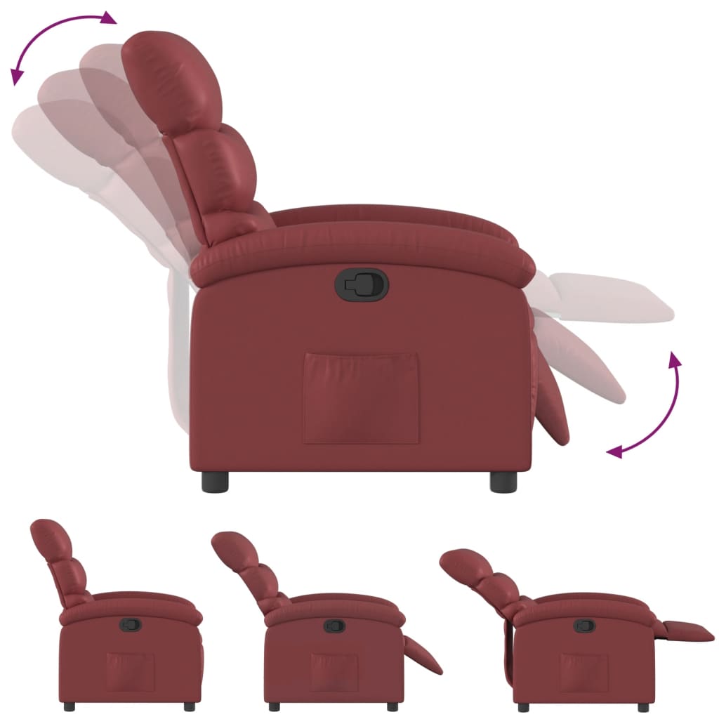 Fauteuil verstelbaar kunstleer wijnrood