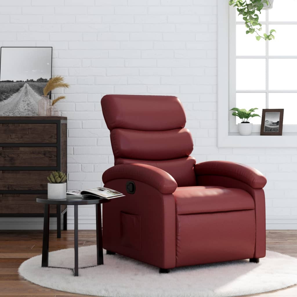 Fauteuil verstelbaar kunstleer wijnrood