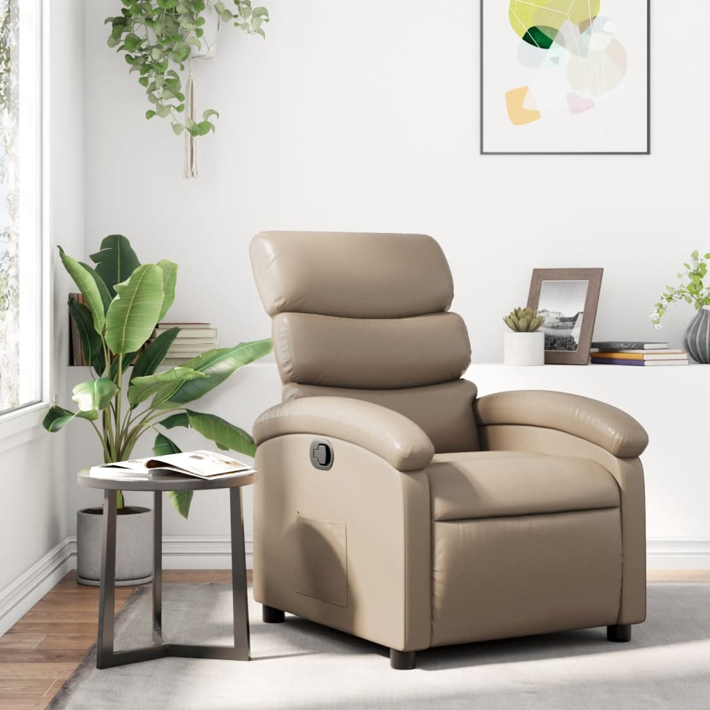 Fauteuil verstelbaar kunstleer cappuccinokleurig
