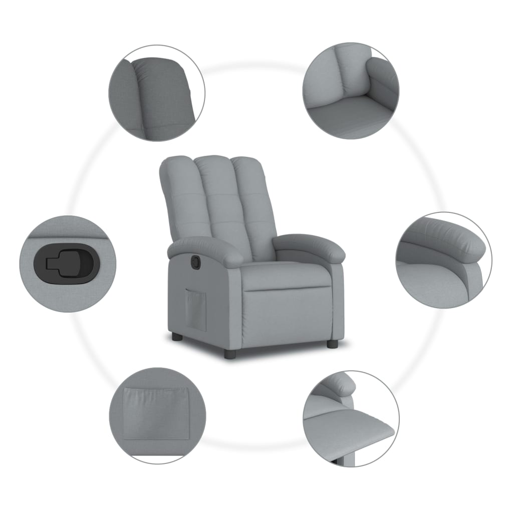 Fauteuil verstelbaar stof lichtgrijs