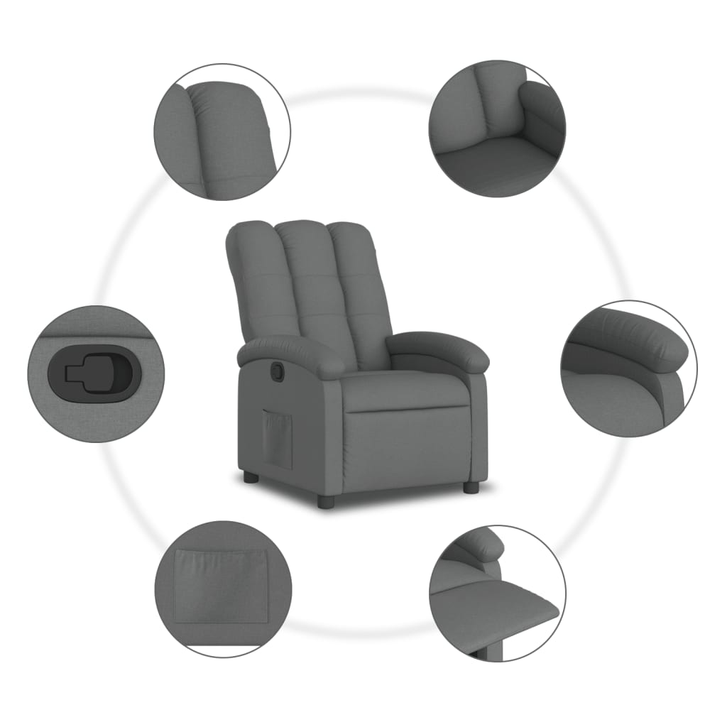 Fauteuil verstelbaar stof donkergrijs