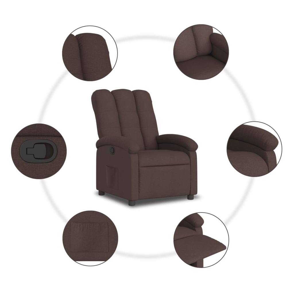 Fauteuil verstelbaar stof donkerbruin