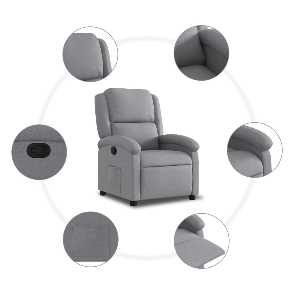 Fauteuil verstelbaar stof lichtgrijs