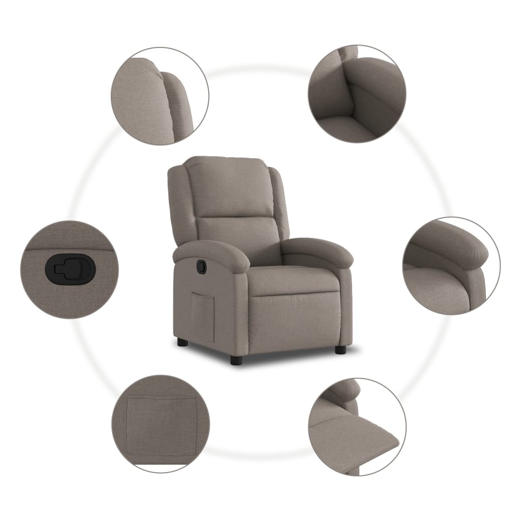 Fauteuil verstelbaar stof taupe