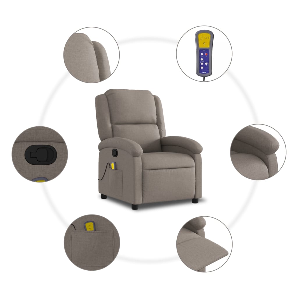 Massagestoel verstelbaar stof taupe