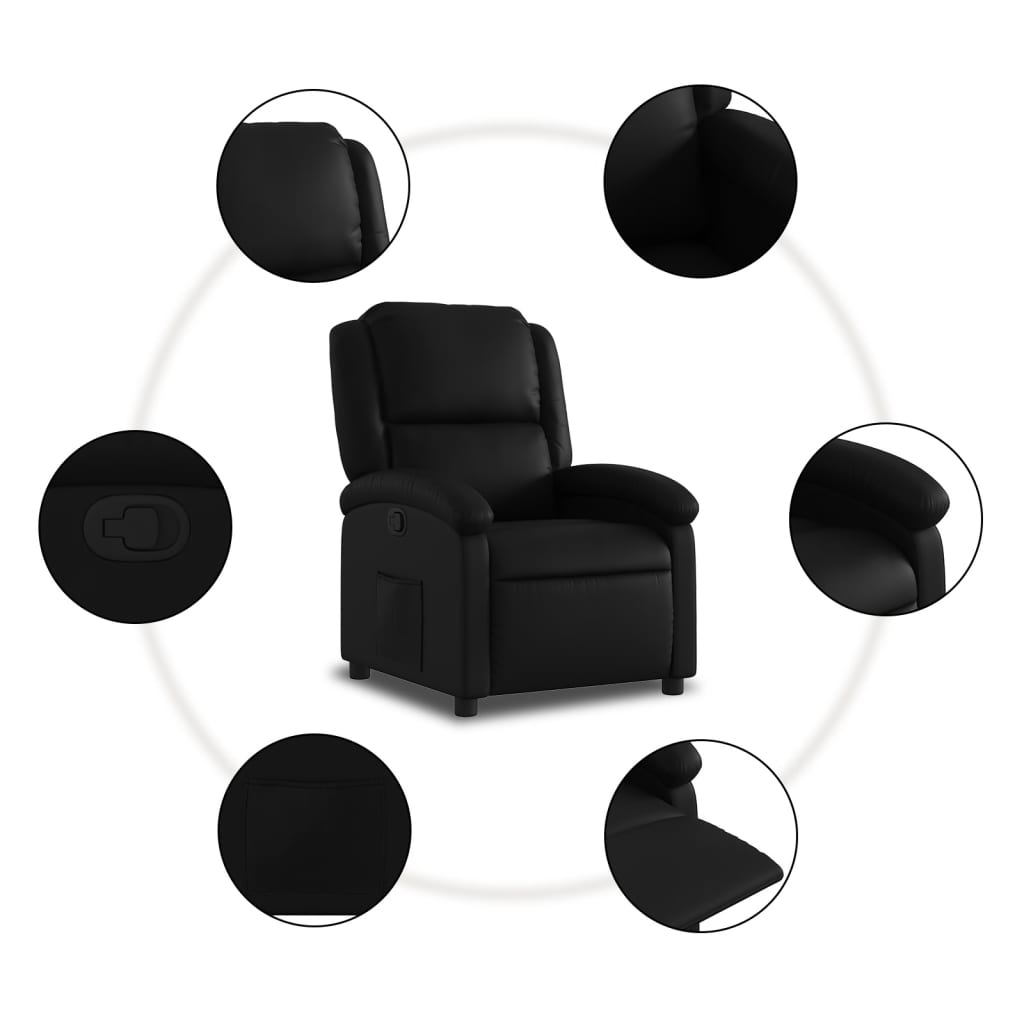 Fauteuil verstelbaar kunstleer zwart