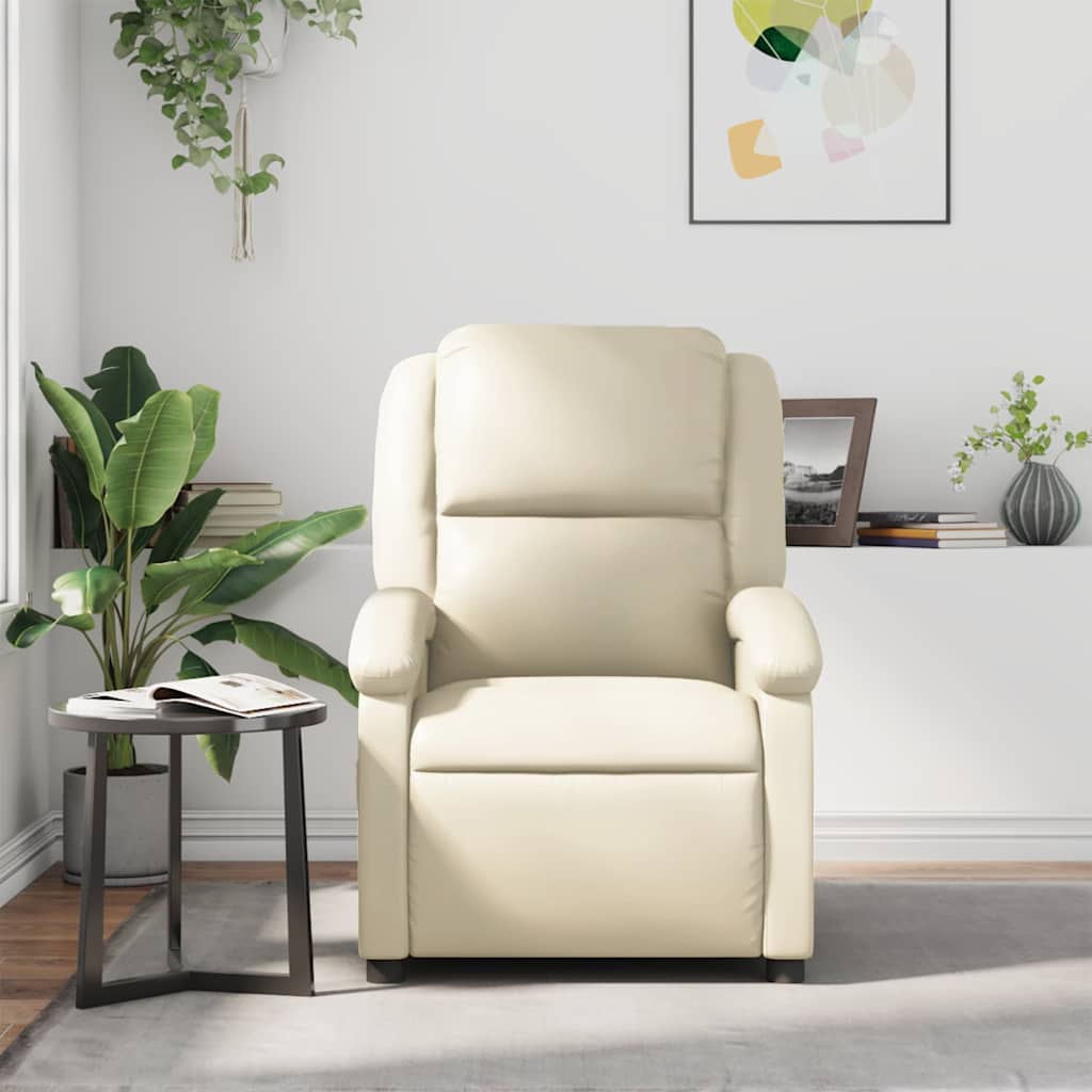 Fauteuil verstelbaar kunstleer crèmekleurig