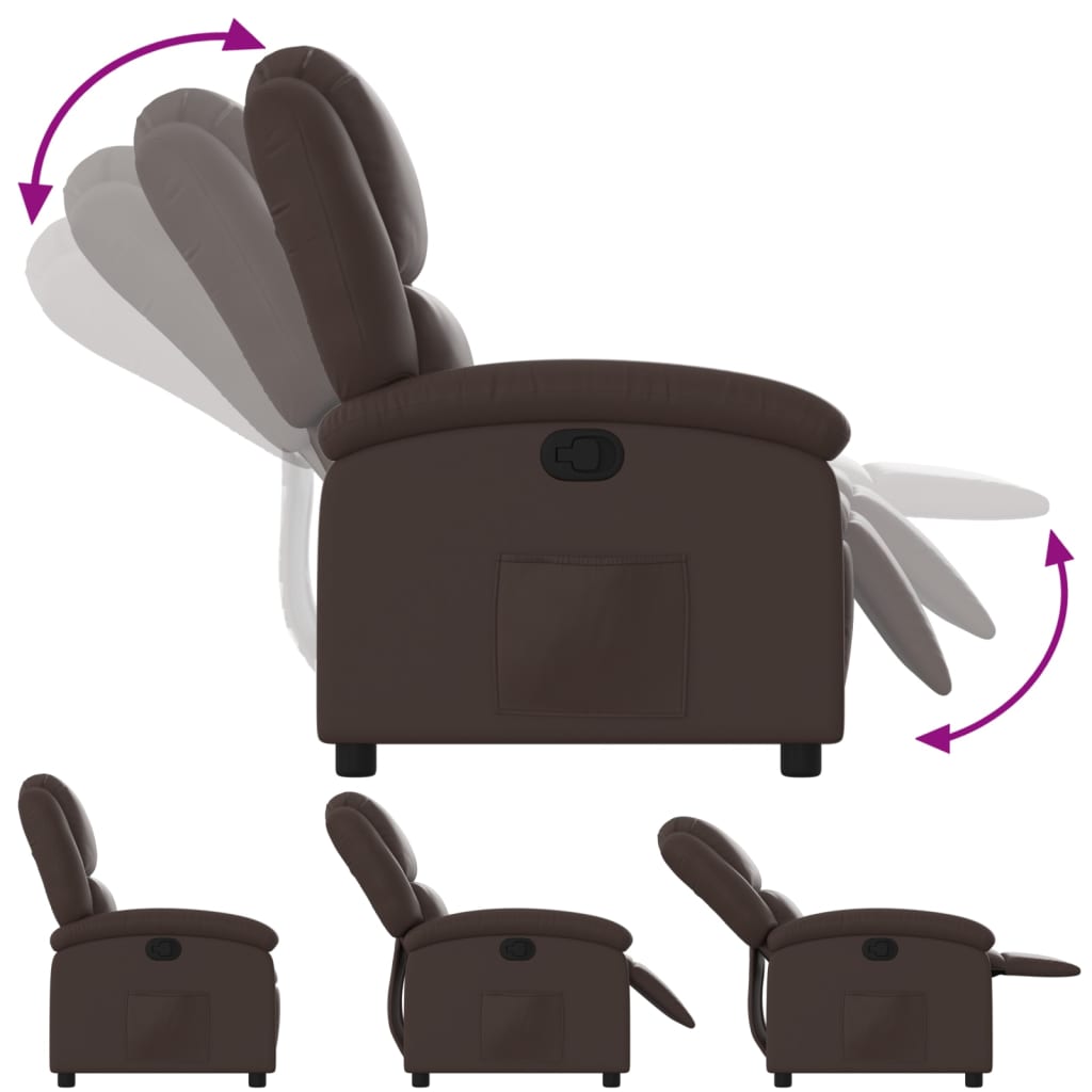 Fauteuil verstelbaar kunstleer bruin