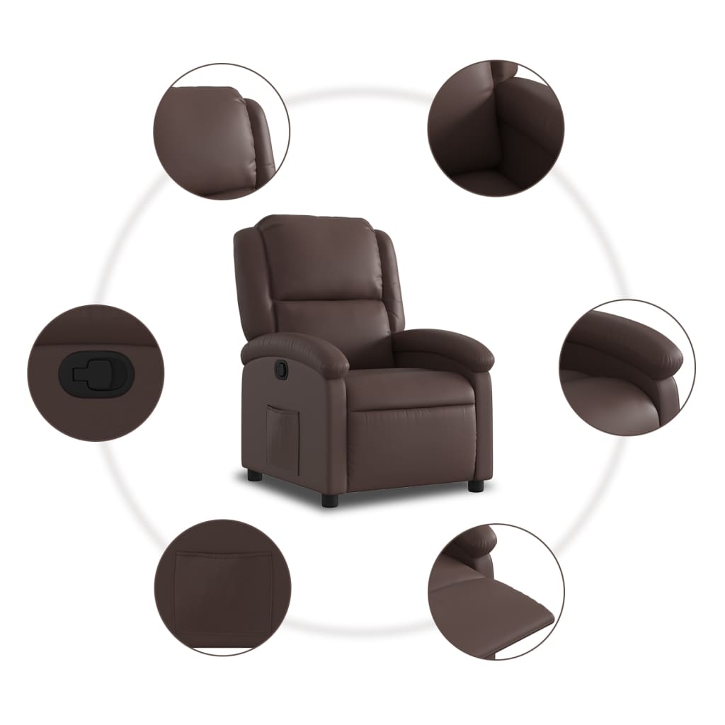 Fauteuil verstelbaar kunstleer bruin