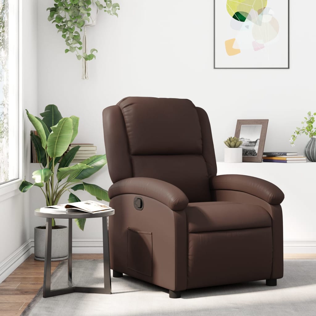 Fauteuil verstelbaar kunstleer bruin