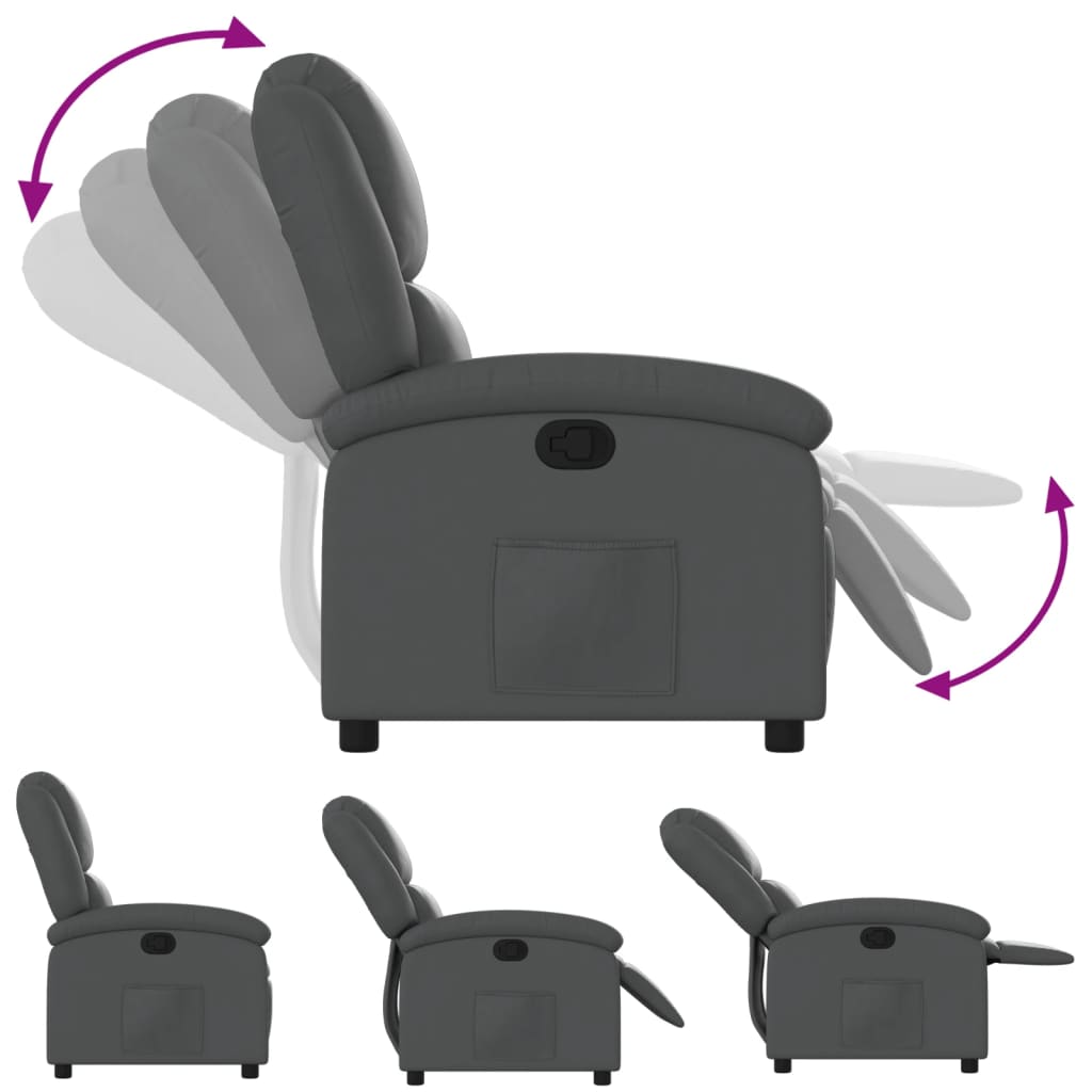 Fauteuil verstelbaar kunstleer grijs