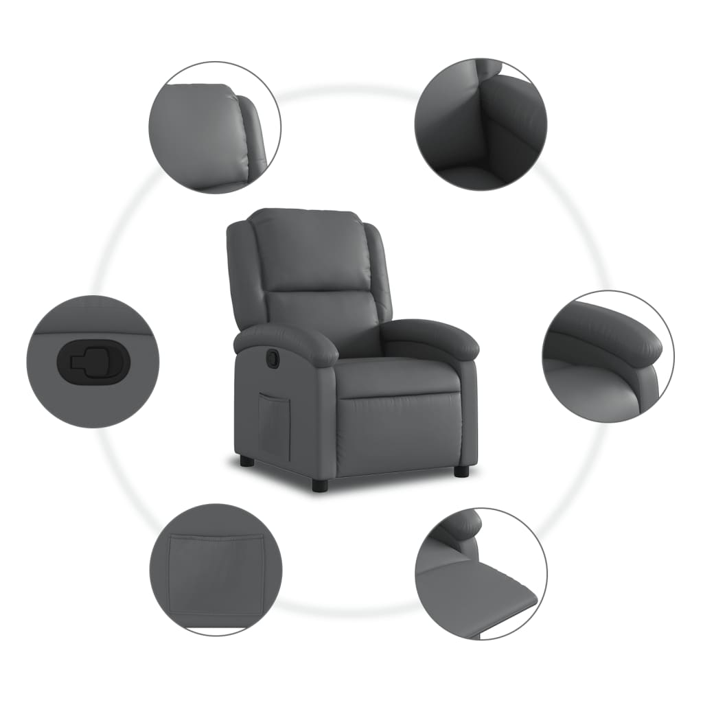 Fauteuil verstelbaar kunstleer grijs