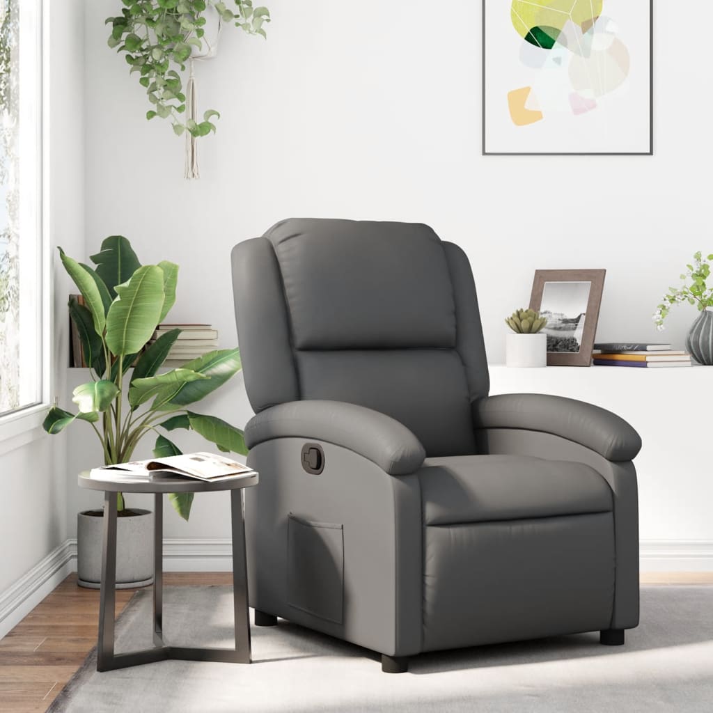 Fauteuil verstelbaar kunstleer grijs