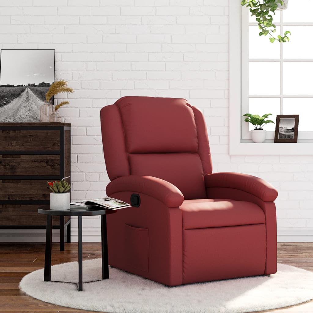 Fauteuil verstelbaar kunstleer wijnrood