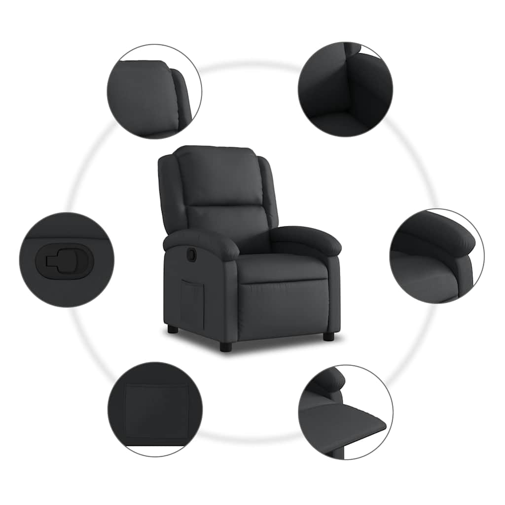 Relaxfauteuil Zwart Echt Leer